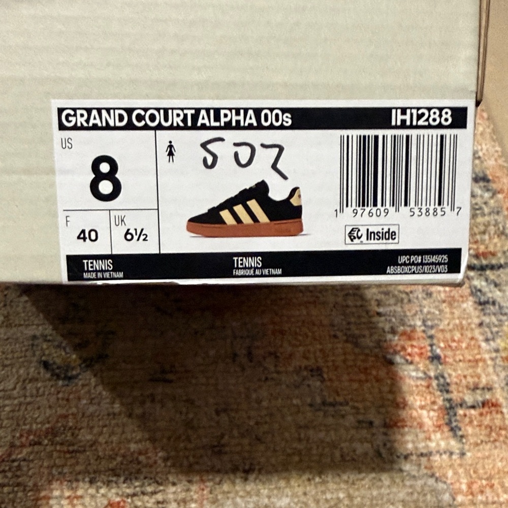 Adidas Grand Court Alpha 00s Black with Gold Stripes